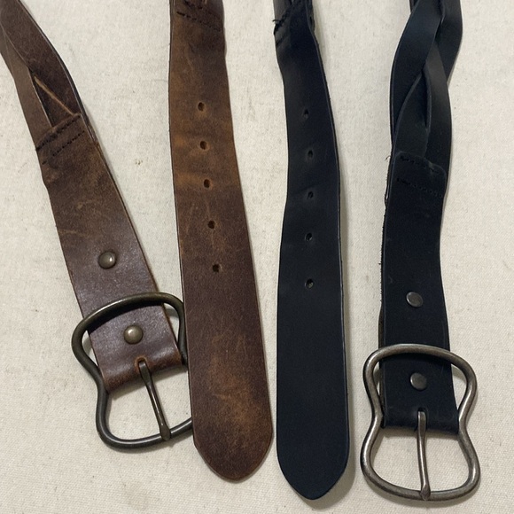 Vintage Black and Brown Leather Belts women M boho festival casual set of 2 Y2K main image 4